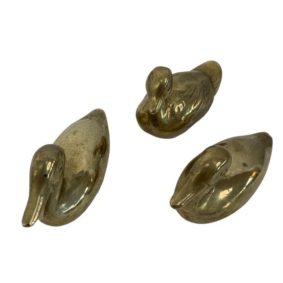 Vintage Small Set of 3 Duck Figurines Collectible Solid Paperweights Desk Decor - Picture 2 of 9